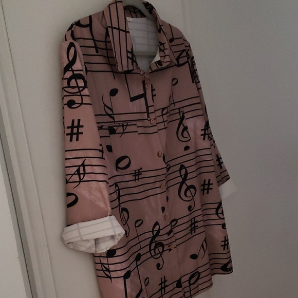 Pink Musical Notes Button-Up Shirt - Picture 7 of 7